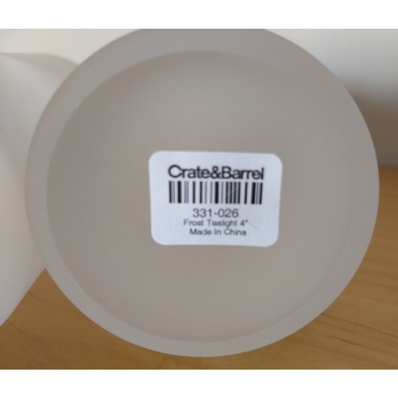CRATE & BARREL Pair of Round Frosted Glass Tealight 4" Candle Holders NEW IN BOX - Picture 9 of 13